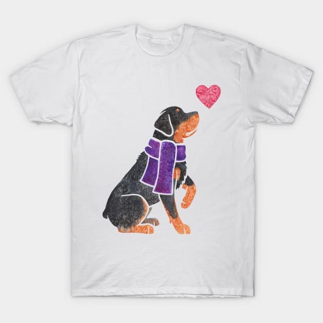 Watercolour Rottweiler T-Shirt by animalartbyjess